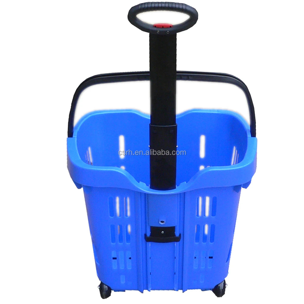 RH-BPR55-1 500*410*475mm  55L  Pulling Handle Trolley Basket  Big Size Shopping Baskets for Sale