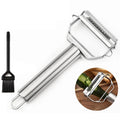 Stainless Steel Handle Blade Dual Julienne Peeler for Vegetable Carrot Pumpkin Potato Fruit With Cleaning Brush