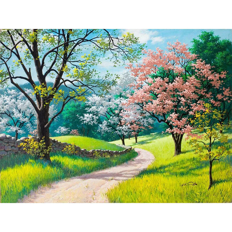 CHENISTORY DZ1058 Paint by Numbers Modern Oil Painting Garden on Canvas No Frame for Wholesale
