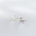 Fashion 925 Sterling Silver Colorful Heart Stud Earrings for Women Gifts Jewelry