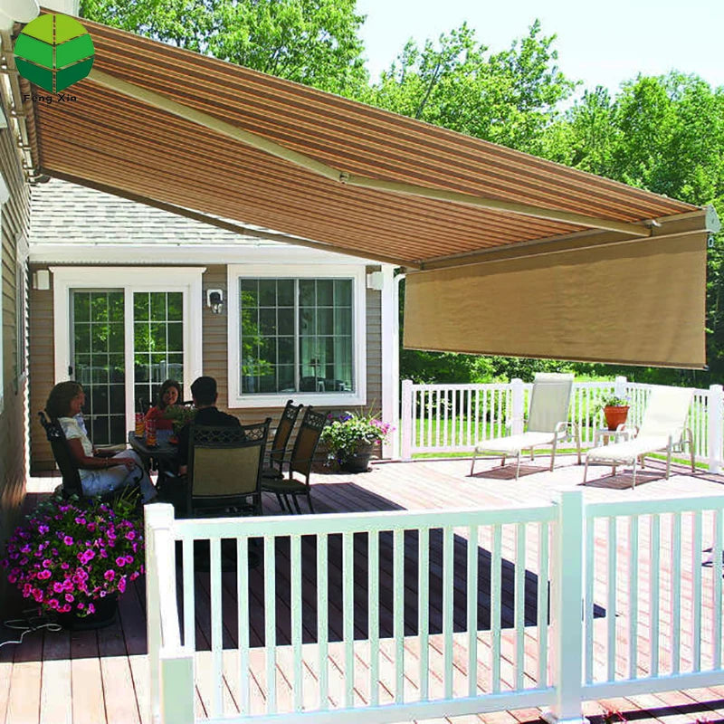 Waterproof Fabric Awning Outdoor Aluminum Frame Electric Folded Arm Awnings