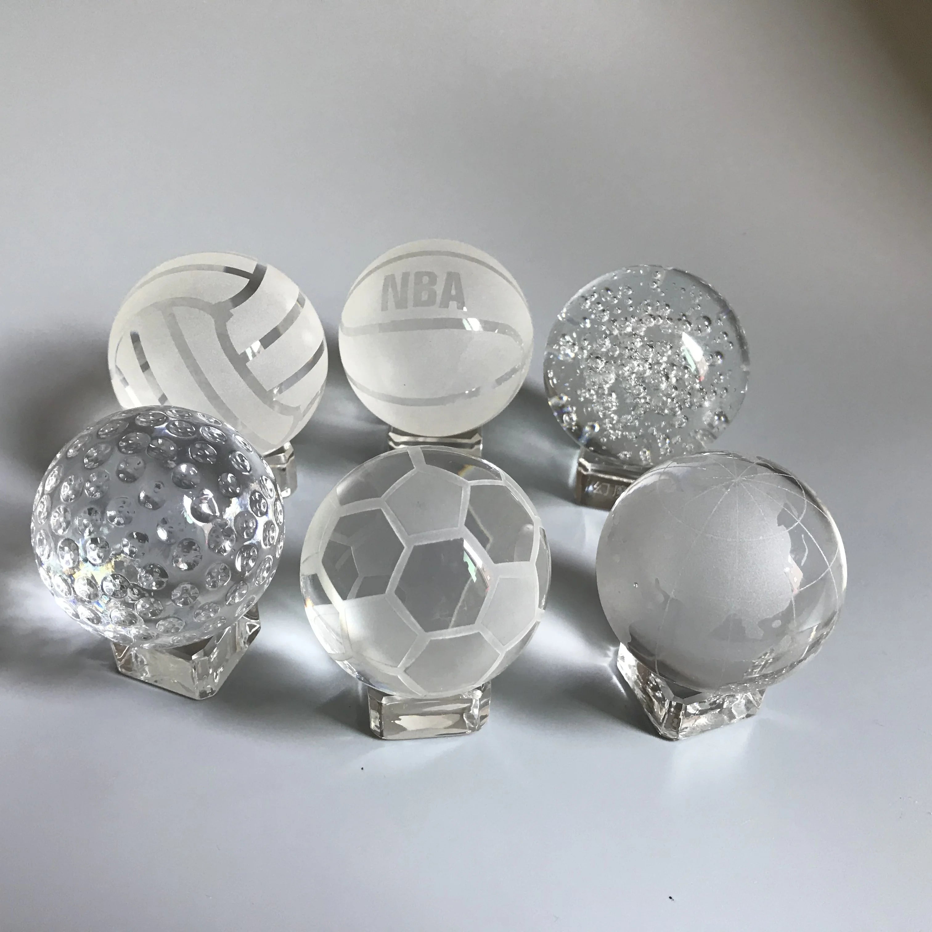 New Arrival Sport Theme Crystal Basketball Glass Soccer Awards Golfball for Giveaway Gifts