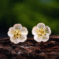 China Hand Made Original pink Crystal Flower Stud Earring 925 Sterling Silver With 18k Gold Plated Fine Gift Jewelry for Women