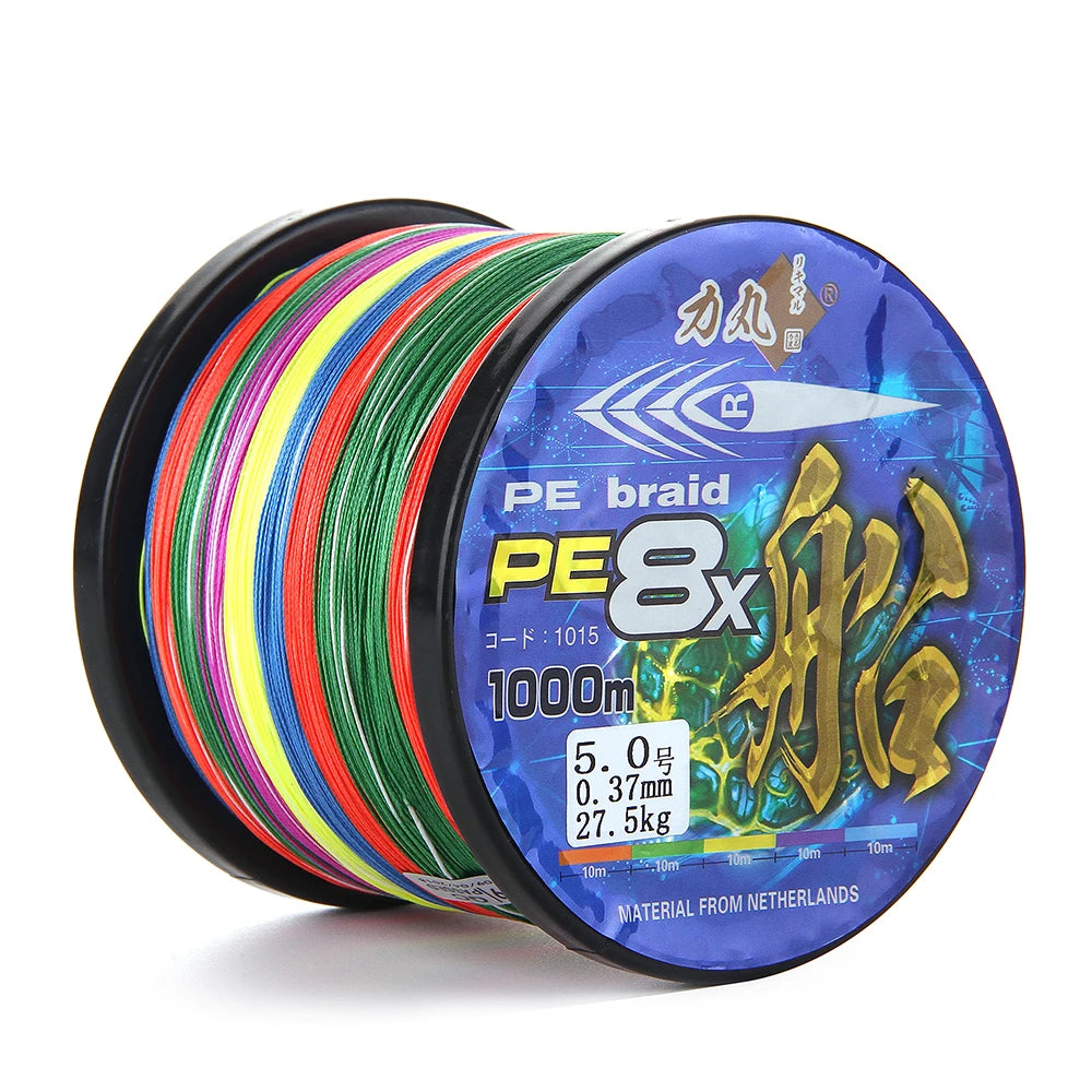 Boat 8X PE Super Strong Round Smooth Multicolor 1000m 500m PE Braided Fishing Line 8 Strand Braided Angling Lines Deep Sea Tuna