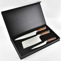 Professional Eco-Friendly Japanese Santoku Chef Damascus Pattern 3-Piece Steel Kitchen Knife Set Color Wood Handle Easy Control