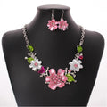 Hot Sale Fashion American Bridal Wedding Engagement Party Classic Crystal Rhinestone Flower Earring and Necklace Jewelry Sets