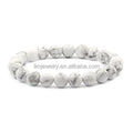 Hot Selling Real White Howlite Beaded Bracelet Peace Shaped Pattern for Yoga and Anniversaries