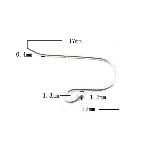 Beadsnice ID 25781 0.4mm rough silver 925 hook earrings with 1.5mm ball of jewelry accessories