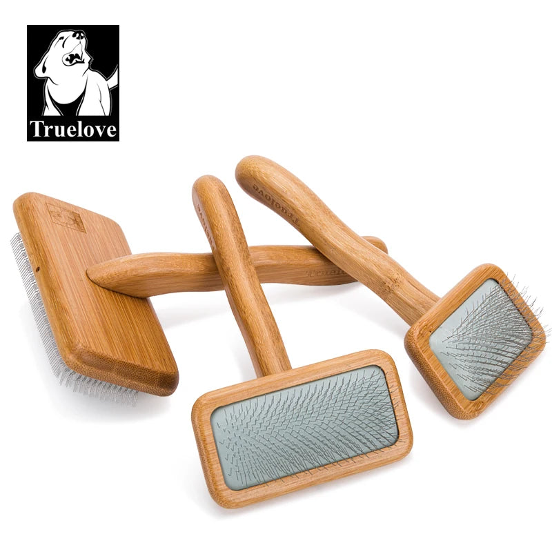 Truelove Wholesale Durable Soft Dog Cat Hair Brush with Bamboo Wooden Handle Comfortable Pet Cleaning & Grooming Comb Products
