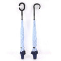 Custom Brand Wind Resistant C Handle Windproof Hands-Free Fiberglass Frame Manual Advertising Upside-Down Inverted Umbrella
