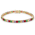 4MM Width Mixed Color Cuban Chain Bracelet Men's Hip Hop Jewelry Iced Out AAA Zirconia Gold Silver Rose Bracelet