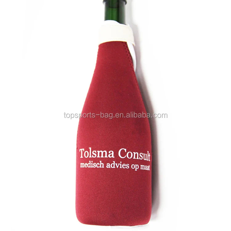 Customized Red Neoprene Champagne Cooler Portable Champagne Bottle Sleeve