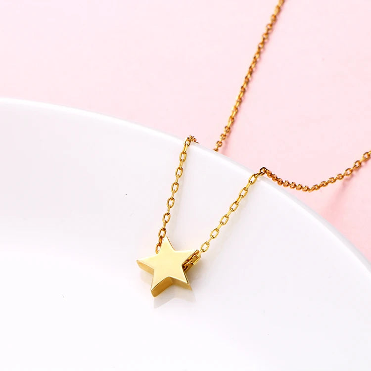 Hot Sale Simple Style Gold Plated Thin Chain Necklace With Pentagram Pendant