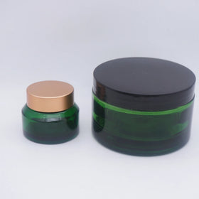 1 Ounce 60ml Skin Care Cream Green Glass Jar with White Lid