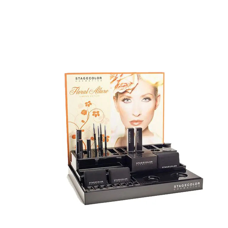 Custom Design Foldable Modern Counter Top Acrylic Display Rack Tabletop Cosmetic Makeup Stand ECO Brand Easy Assembly