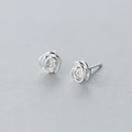 Fashion Women 925 Sterling Silver Rose Flower Stud Earrings Jewelry