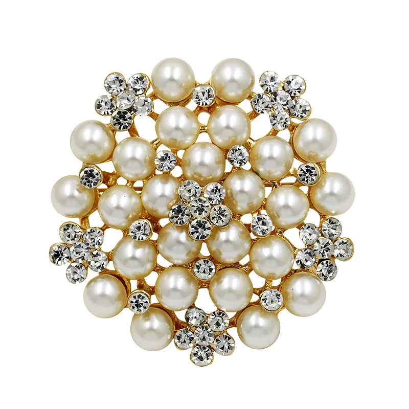 Weiman Factory Direct Sale Wholesale Simulated Pearl and Crystal Rhinestones Flower Wedding Brooches in Gold or Silver Plated
