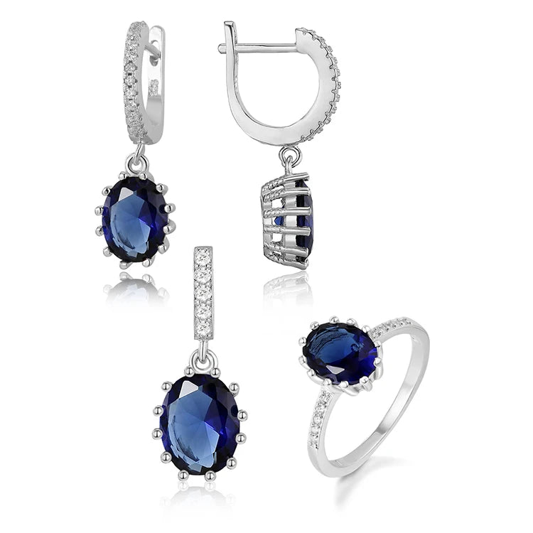 2021 Sterling Silver Rose Gold Plated Zircon Green Phantom Crystal English Lock Earring Necklace Combo Jewelry Set for