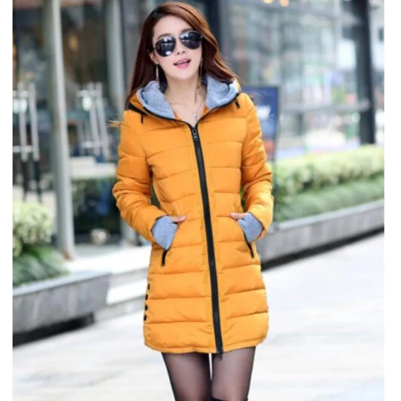 8 Color M-3XL Fashion Winter Warm Women Coats Hooded Thick Jackets Full Sleeve Parkas Outwear Lady Clothing E1115