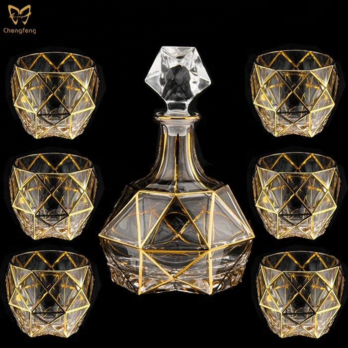 Personalized Gold Bourbon Decanter Set with Stopper for Liquor ScotchesBourbon Brandy