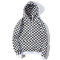 Wholesale Men's Streetwear Checkered Printing Cotton Tech Fleece Hoodie Men