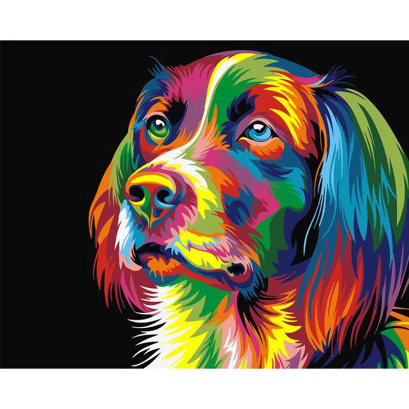 CHENISTORY 99167 Digital Painting by Numbers Colorful Animals Dog for Kids No Frame