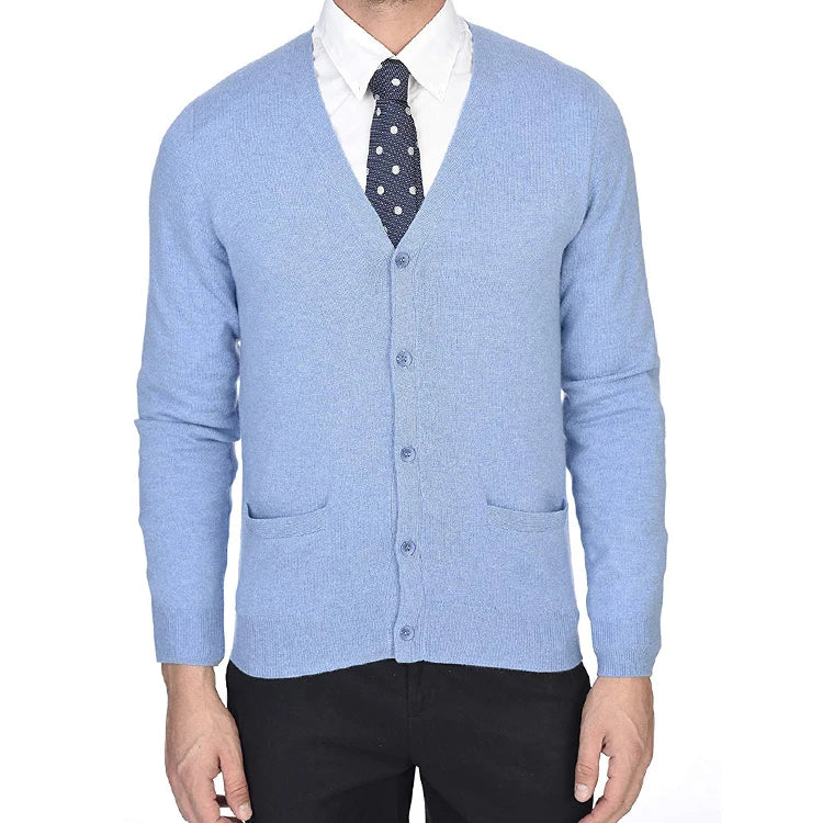 Oem Manufacturer Oem Custom Sweater V Neck Button Front Long Sleeve Knitted Men's Woolen Men Cardigan Hombre