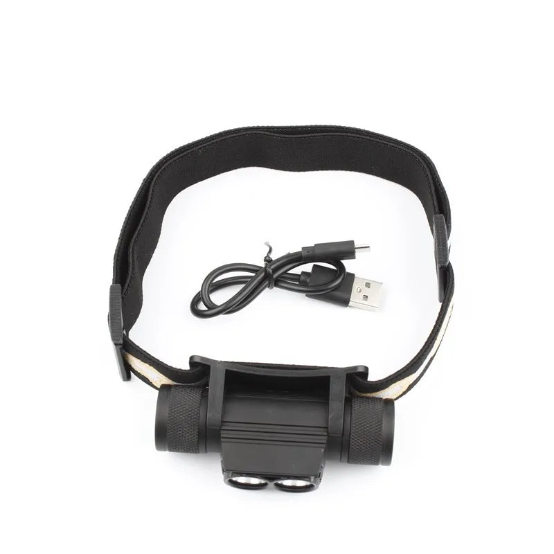 2023 Latest Style  USB Rechargeable Headlamp T6  COB Head-mounted Flashlight for Fishing and Camping
