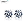 LUOTEEMI Wholesale Cheap Promotion 4 Prong Classic 5mm Round Cubic Zirconia Diamond Brass Stud Earrings