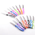 Factory Directly Promotional 12piece Animal Pattern Handle Fruit Knife Set Stainless Steel Knife Color PP Handle Blister Card
