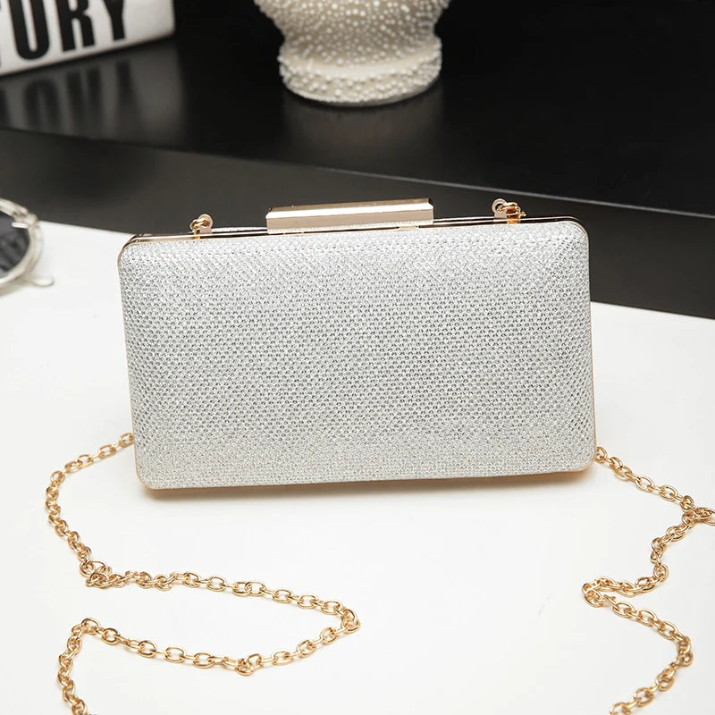 Wholesale Ladies Handbag Parts Fashion Pu Leather Hard Box Silver Unique Hand Clutch Women Purses Evening Bags Handbag