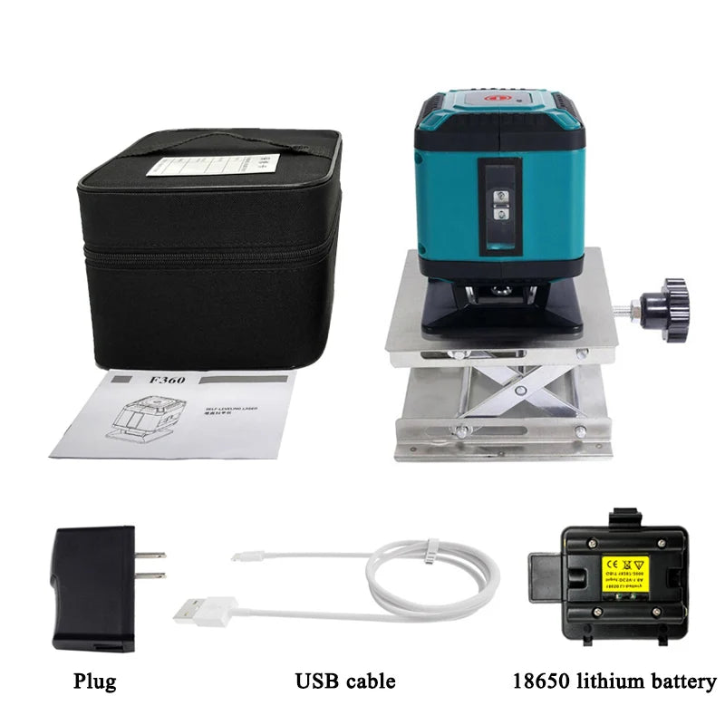 XEAST XE-360G Mini Portable 5-Line Laser Level Self-Leveling 360 Degree Green Light for DIY Industrial Flooring