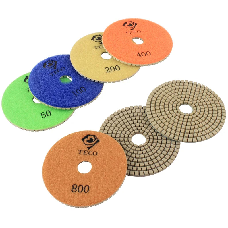 Raizi 4 Inch 100mm TECO Wet Diamond Polishing Pads for All Stone Granite Marble Quartz