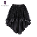 Women Plus Size Solid Chiffon A-Line Knee-Length Steampunk Victorian Gothic Lace-Up Skirt Slip Underskirt