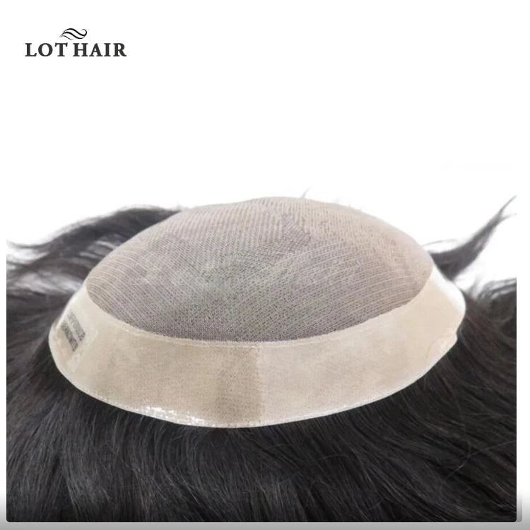 Durable Indian Remy Hair Mono Lace PU Toupee Hair Piece-Soft & Smooth Shedding Free