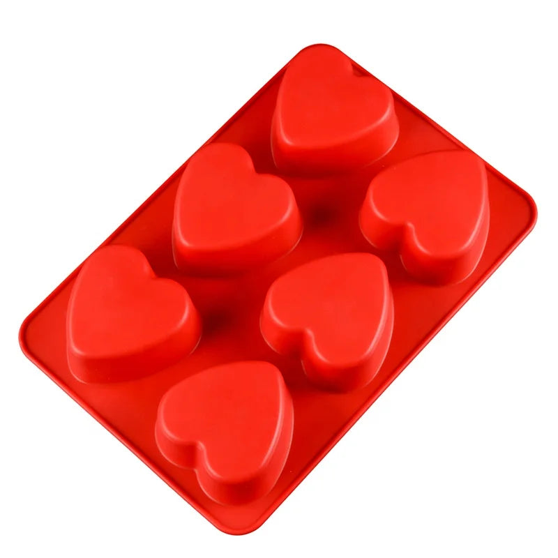Hot Sell 6 Cavity Heart Food Safe Dishwasher Microwave Freezer Safe Silicone Cake Chocolate Baking Mold