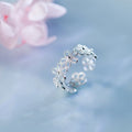 Beautiful Flower 925 Sterling Silver Open Rings for Women Simple Silver Rings Jewelry