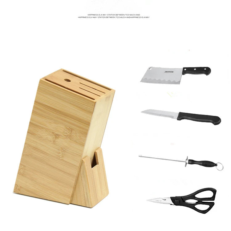 Wholesale Eco-Friendly Customizable Multifunctional Bamboo Kitchen Storage Rack Knife Scissors Blocks Holder