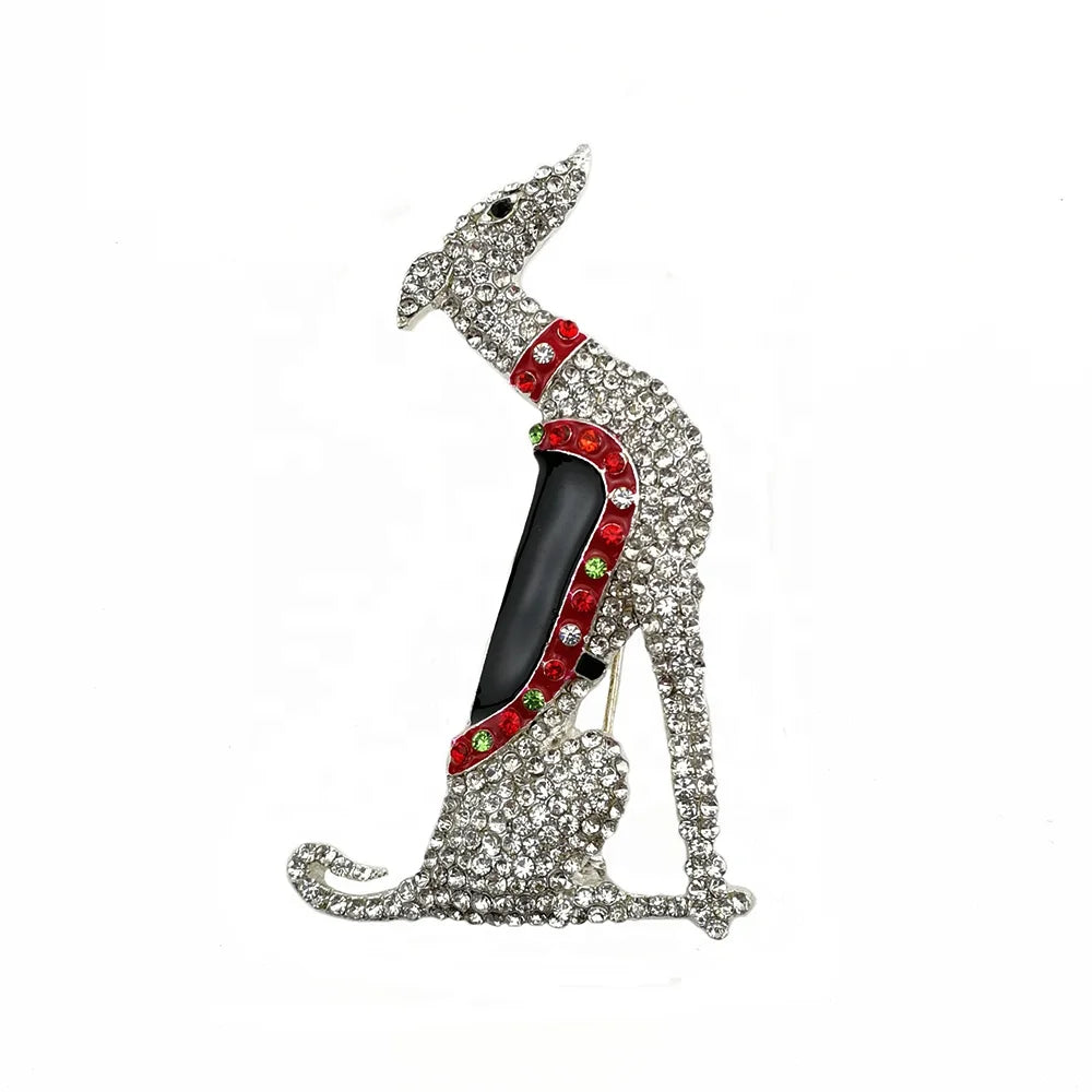 Popular Clear Rhinestone Alloy Children's Greyhound Dog Brooch Pin for Wedding Engagement