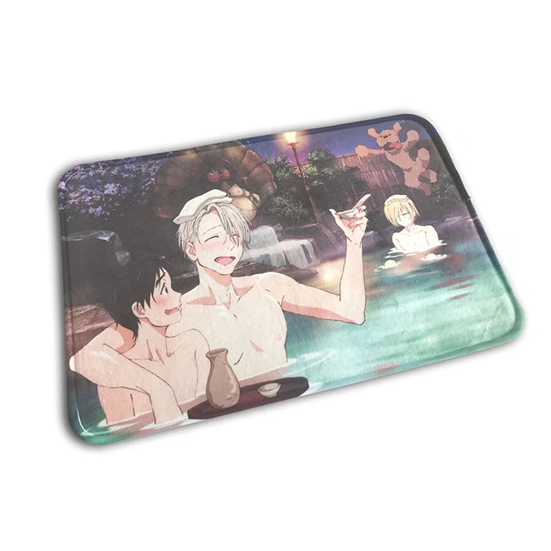 Custom Printed 3D Anime Overedged Braided Polyester Door Mats with Welcome Message Waterproof & Anti-Bacteria Thin