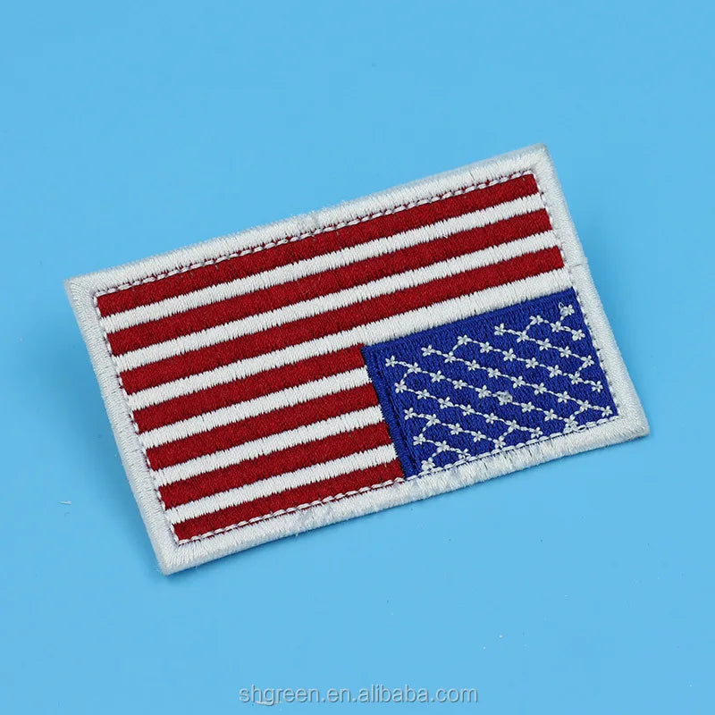 USA Flag Heat Press Embroidery Patchoverlocked Border Embroidery Hat Badge