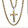 Rich Jewelry Stainless Steel Jewelry Gold Hop Byzantine Chain Cross Necklace for Men Wedding Christmas Jewelry