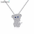 LUOTEEMI Tiny Cubic Zirconia Micro Paved Lucky Dog Cute Mini Doggie Animal Pendant Necklace