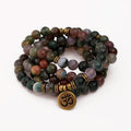 108 Mala Beads Natural Indian Agate Wrist Bracelet Lucky Prayer Mala Wrap Bracelet