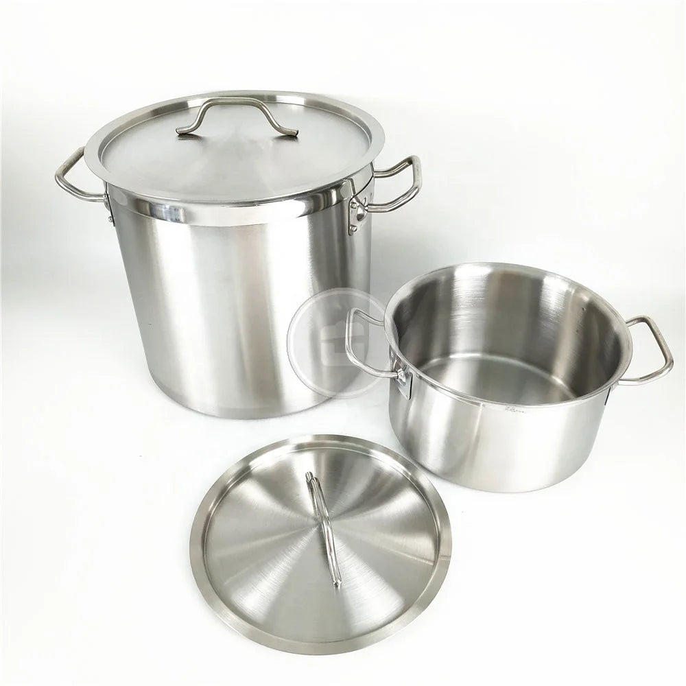 Large Hotel Restaurant Cookware 30 Liter 3 Layers Composite Bottom Stainless Steel Heavy Duty Soup Bucket Stock Pot