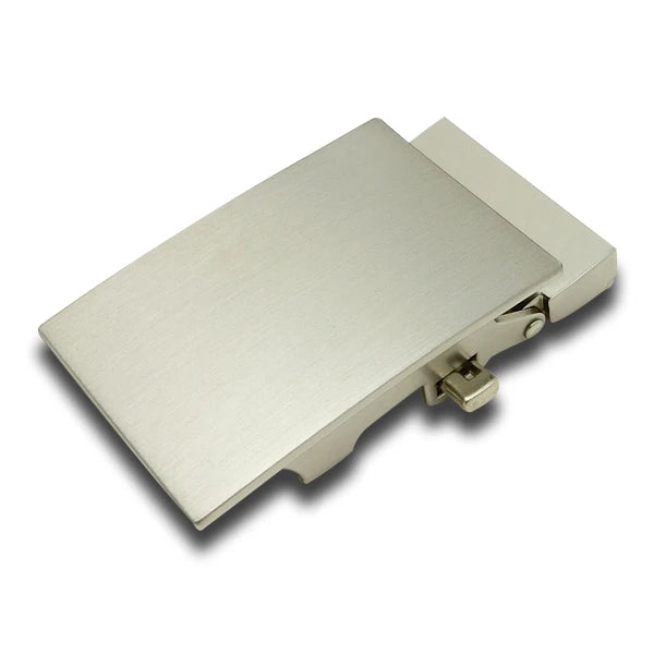 40mm Plain Surface Matte Silver Brush Men Spring Side Released Auto-Lock Belt Buckle Business Style Automatic Plate Buckle
