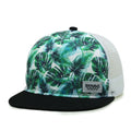 Fashion Design 5 Panels Sublimation Print Green Plant Flower Pattern Trucker Flat Brim Snapback Cap Hat