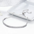 925 Sterling Silver Tennis Bracelet - Cubic Zirconia Adjustable Chain for Women Hypoallergenic Fine Jewelry Gift