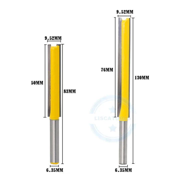 L-N022 1PC 1/4 Shank High Quality Straight / Dado Router Bit Lengthening Straight Bits Diameter 3/8'' Wood Cutting Tool