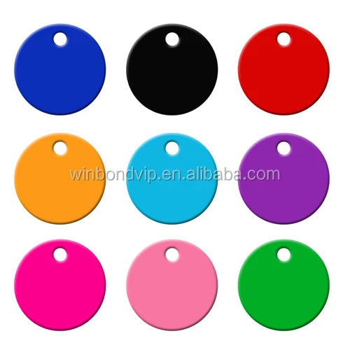 Wholesale High Quality 20mm 25mm 30mm Round Multicolor Optional Metal Aluminum Pet Tag